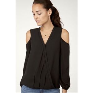 Stella & Dot Maette Cold Shoulder Black Top